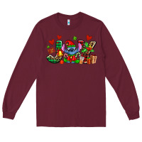Burgundy joy with christmas elf stitch Long Sleeve Tee - AdoDesignShop
