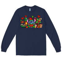 Navy joy with christmas elf stitch Long Sleeve Tee - AdoDesignShop