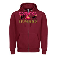 Burgundy educator of tiny humans Zipper Hoodie - texasbilliewilder