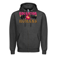 Charcoal Heather educator of tiny humans Zipper Hoodie - texasbilliewilder