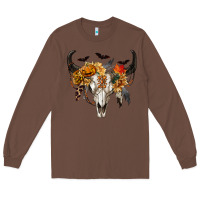 Chestnut Halloween Bull Skull Long Sleeve Tee - RanaPortraitStore
