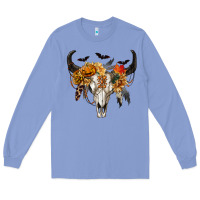 Colony Blue Halloween Bull Skull Long Sleeve Tee - RanaPortraitStore