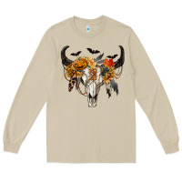 Mushroom Halloween Bull Skull Long Sleeve Tee - RanaPortraitStore