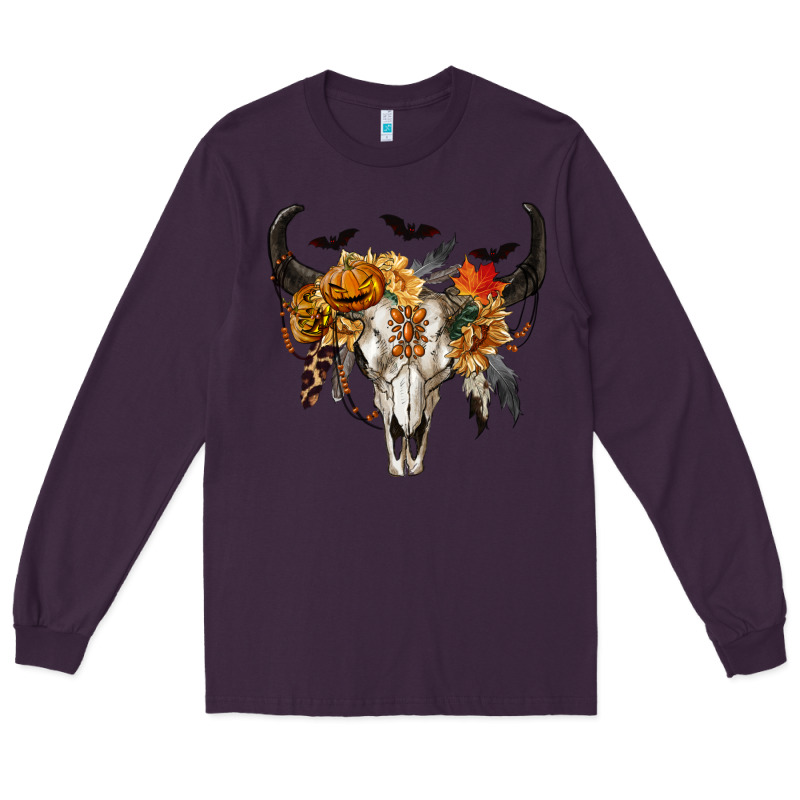 Halloween Bull Skull Long Sleeve Tee by RanaPortraitStore | Teevron