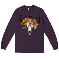 Plum Halloween Bull Skull Long Sleeve Tee - RanaPortraitStore