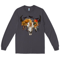 Smoke Halloween Bull Skull Long Sleeve Tee - RanaPortraitStore