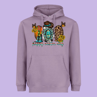 Happy Easter Egg Western Heavyweight Hoodie Designed By Racoondesign