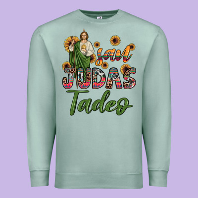 San Judas Tadeo Sunflower Premium Sweatshirt Designed By Jahusdesignshop