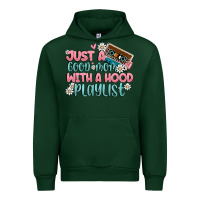 Forest Green just a good mom with a hood playlist Urban Hoodie - MaliasSmallBusiness