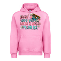Fuchsia Pink just a good mom with a hood playlist Urban Hoodie - MaliasSmallBusiness