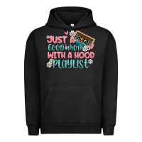 Pigment Black just a good mom with a hood playlist Urban Hoodie - MaliasSmallBusiness