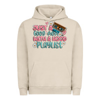 Pigment French Oak just a good mom with a hood playlist Urban Hoodie - MaliasSmallBusiness