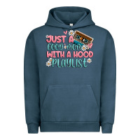 Pigment Midnight Navy just a good mom with a hood playlist Urban Hoodie - MaliasSmallBusiness