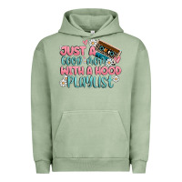 Pigment Oil Green just a good mom with a hood playlist Urban Hoodie - MaliasSmallBusiness