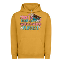 Pigment Peanut Butter just a good mom with a hood playlist Urban Hoodie - MaliasSmallBusiness