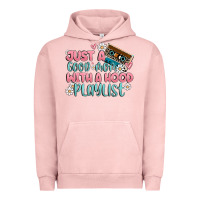 Pigment Salmon just a good mom with a hood playlist Urban Hoodie - MaliasSmallBusiness