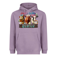 Lavender happy easter heifer Heavyweight Hoodie - RacoonDesign