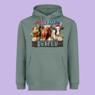Happy Easter Heifer Heavyweight Hoodie Designed By Racoondesign