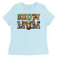 Baby Blue show mom brown calf eye glasses Ladies Tee - BarkalooDesign