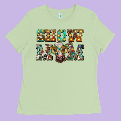 Show Mom Brown Calf Eye Glasses Ladies Tee Designed By Barkaloodesign