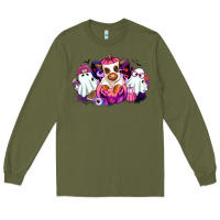 Army Green Halloween ghost Heifer Long Sleeve Tee - RanaPortraitStore