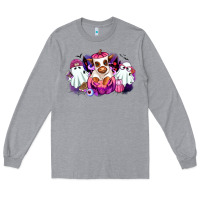 Heather Grey Halloween ghost Heifer Long Sleeve Tee - RanaPortraitStore