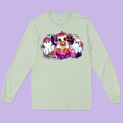 Long Sleeve Tee Halloween ghost Heifer