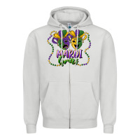 Dove Grey mardi gras mask and beads Zipper Hoodie - RanaPortraitStore