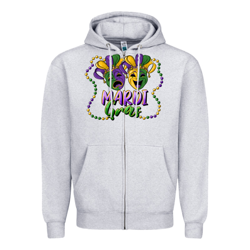 Mardi Gras Mask And Beads Zipper Hoodie by RanaPortraitStore | Teevron