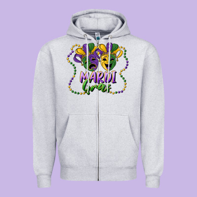 Mardi Gras Mask And Beads Zipper Hoodie Designed By Ranaportraitstore