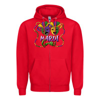 Red mardi gras mask and beads Zipper Hoodie - RanaPortraitStore
