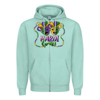 Seafoam mardi gras mask and beads Zipper Hoodie - RanaPortraitStore