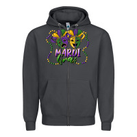Smoke mardi gras mask and beads Zipper Hoodie - RanaPortraitStore