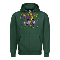 Sports Green mardi gras mask and beads Zipper Hoodie - RanaPortraitStore