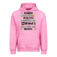 Fuchsia Pink reading because realitys overrated Urban Hoodie - MaliasSmallBusiness