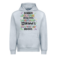 Heather Grey reading because realitys overrated Urban Hoodie - MaliasSmallBusiness