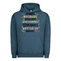 Pigment Midnight Navy reading because realitys overrated Urban Hoodie - MaliasSmallBusiness