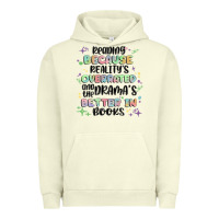 Pigment Pistachio reading because realitys overrated Urban Hoodie - MaliasSmallBusiness