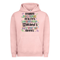 Pigment Salmon reading because realitys overrated Urban Hoodie - MaliasSmallBusiness