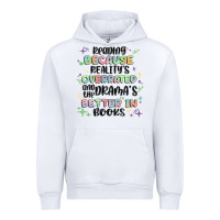White reading because realitys overrated Urban Hoodie - MaliasSmallBusiness