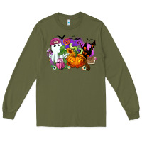 Army Green Halloween ghost and jack o lantern Long Sleeve Tee - RanaPortraitStore