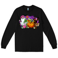 Black Halloween ghost and jack o lantern Long Sleeve Tee - RanaPortraitStore