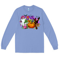 Colony Blue Halloween ghost and jack o lantern Long Sleeve Tee - RanaPortraitStore