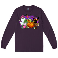 Plum Halloween ghost and jack o lantern Long Sleeve Tee - RanaPortraitStore