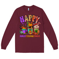 Burgundy Happy Hallothanksmas coffee cups Long Sleeve Tee - RanaPortraitStore