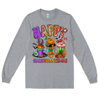 Heather Grey Happy Hallothanksmas coffee cups Long Sleeve Tee - RanaPortraitStore