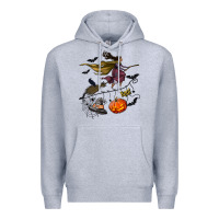 Heather Grey Witch Premium Hoodie - NancyCooperArtShop