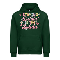 Forest Green staying delulu is the solulu Urban Hoodie - MaliasSmallBusiness