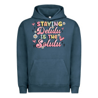 Pigment Midnight Navy staying delulu is the solulu Urban Hoodie - MaliasSmallBusiness