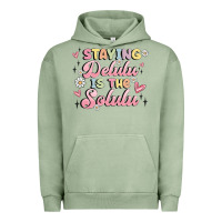 Pigment Oil Green staying delulu is the solulu Urban Hoodie - MaliasSmallBusiness